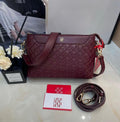 CH Carolina Herrera Embossed Monogram Shoulder Bag (Burgundy)