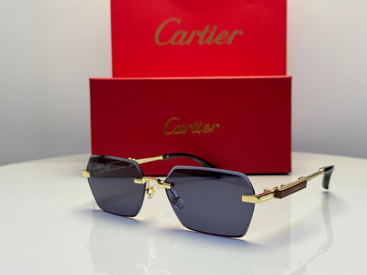 Cartier C Décor Octagonal Sunglasses (Gold/Grey)